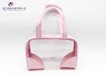 Fashion Pink Color Lady Hand Clear Cosmetic Bag 13cm Height Soft PVC Window
