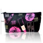 Custom Satin Zipper Makeup Bags , Black Cosmetic And Toiletry Bags