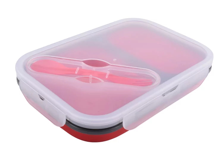 2 Compartment Lunch Box Silicone Household Products Collapsible Lunch Containers