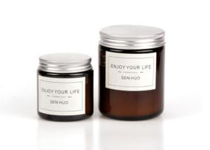 Quality Luxury Amber Glass Jar 7x9cm Soy Wax Scented Candle wholesale