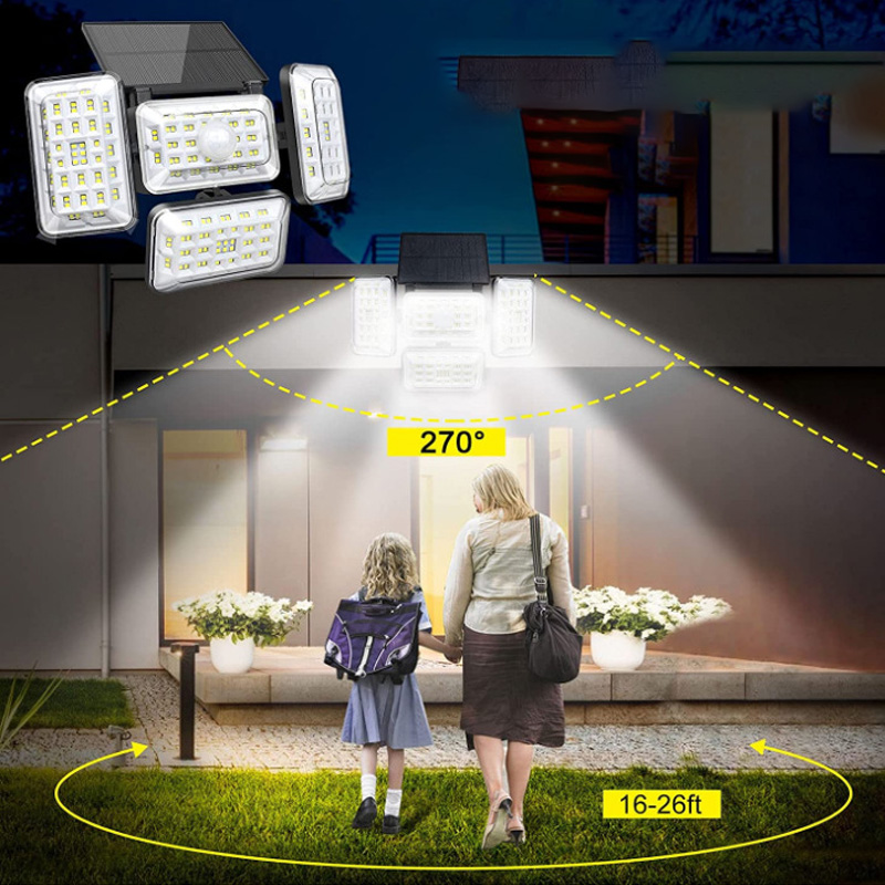 48.4W 6500K Solar Motion Sensor Wall Light 1200lm Solar LED Spotlight