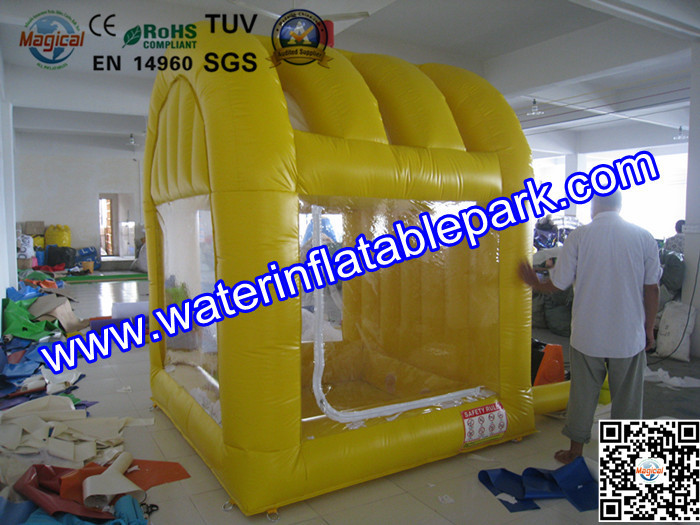 Yellow Inflatable Cash Cube For Play Center / Advertising Inflatable Cash Game