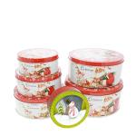 Round Tin Cans Holiday Tin Box Sets Christmas Gift Metal Tins with Lids Printed