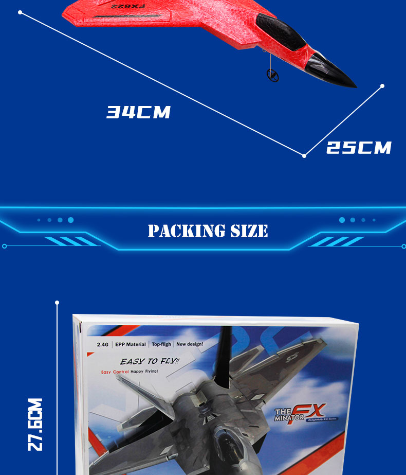 Experience the Excitement of Fx622 F22 Raptor Fighter Jet 2.4G 2CH EPP RC Airplane with LED Lights Age Range 5-7 Years