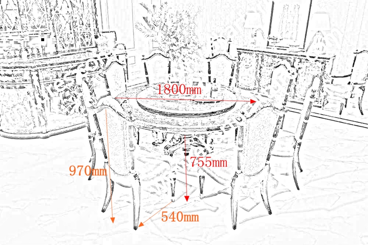 Antique wooden round rotating dining table TN-029N