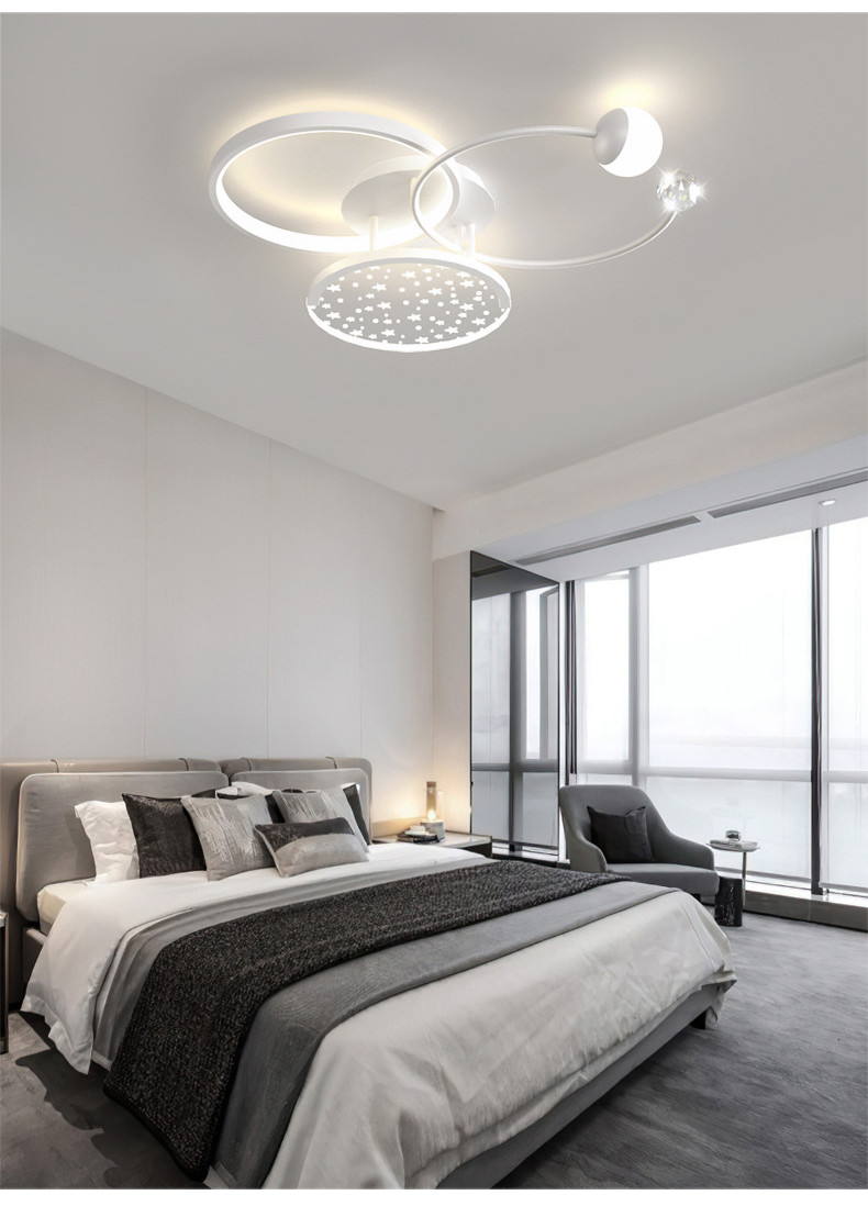 Modern Minimalist White Square Ceiling Light Atmosphere Household Bedroom Star Ceiling Lights(WH-MA-289)
