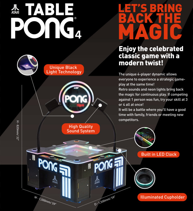 Unis Atari Pong 4p Version Kids Air Hockey Arcade Machine 6 Months Warranty