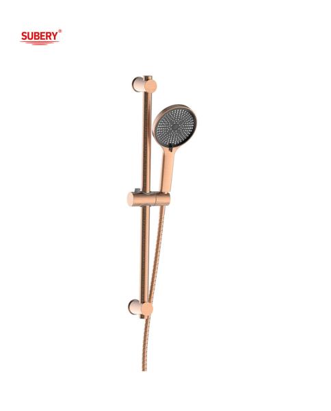 ABS Plastic Shower Rail Bar SUS304 3 Function Bathroom Rose Golden Round