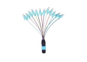 Quality High Return Loss MPO Patch Cord Female OM3 MPO To LC 0.9mm Length 12 Colors wholesale
