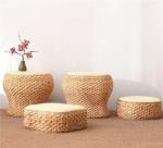 Natural Straw Household Storage Stool Grass Woven Ottoman Box Eco-Friendly Hand