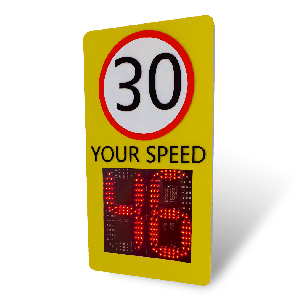 Detection Distance Over 150 Meters Solar Speed Sign with 433 Wireless Communication
