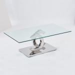 Clear 0.2cbm Tempered Glass Top Coffee Table polished stainless steel legs