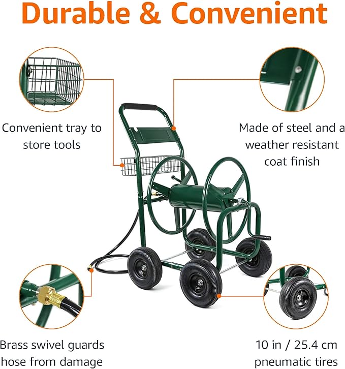 GOURD Outdoor Yard Water Planting Truck Garden Water Hose Reel Cart