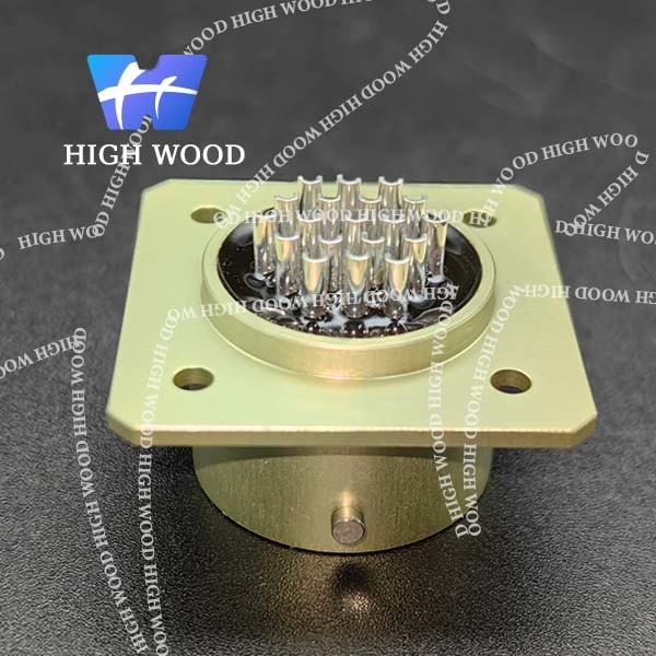 OHS Series Ultra-Small Electrical Connector Aluminum Alloy Square Flange Receptacle With 19 Contacts Silvering
