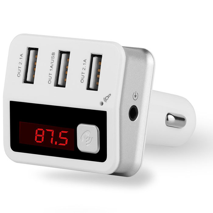 3 Usb Port Bluetooth Car Charger Automatic Power - Off Memory With FM Radio