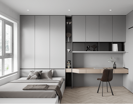 Modern Style 3 Door Wardrobe with Mirror Dressing Table YALIG Custom Made Solid Wood