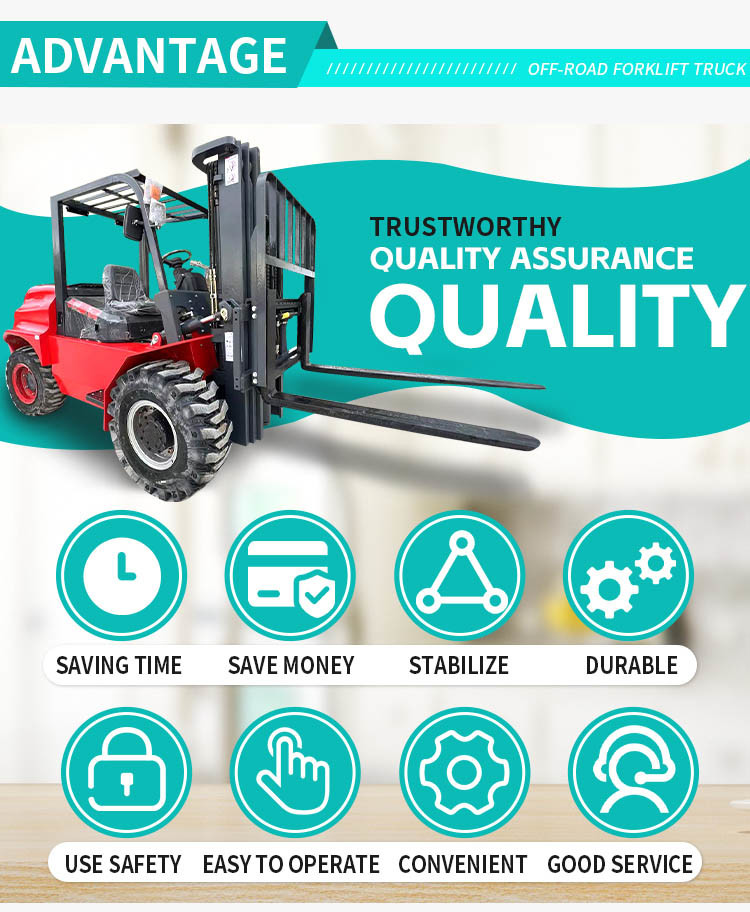 Four Wheel Electric Forklift 4X4 Integrated Rough Terrain 4.5t Forklifts