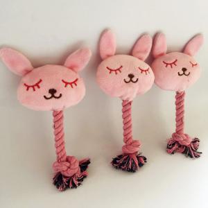 Quality Rabbit Shape Plush Pet Toys Pink Color Printing / Embroidery Logo 22G wholesale