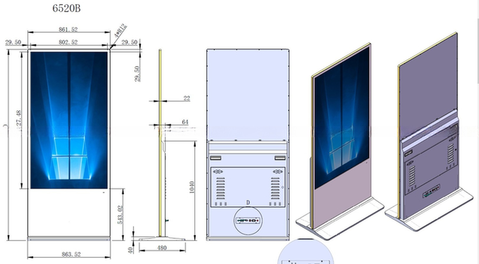 65" inch wireless WIFI digital LCD advertising screen ground standing
