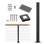 Weldless Cable Railing Post 36"x2"x2" Level Deck Stair Post Cable Handrail Post