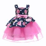 White Formal Dress Girls Kinder Kleider Rose Print Vestidos De Fiesta Sukienki