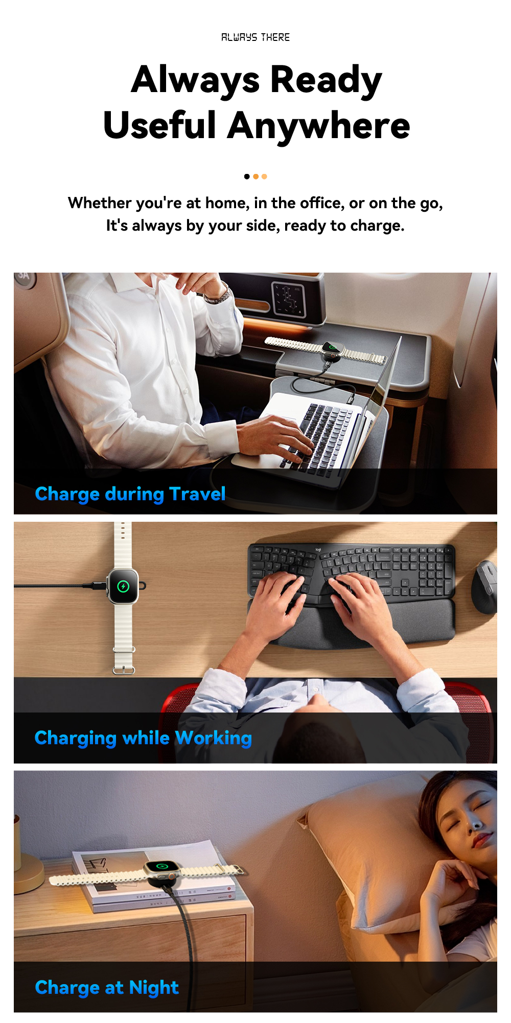 ABS Silica Gel Wireless Watch Charger 2.5W Max ES-WC12 Series