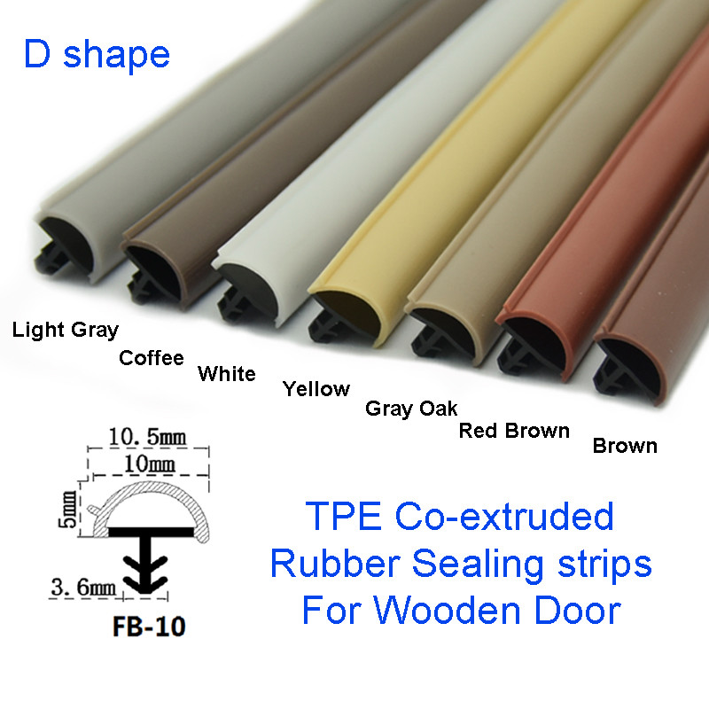 Anti Collision Co-Extruded Wooden Door Seal Strip D Shape Rubber Sealing Strips Weatherstripping