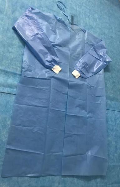 Disposable Non-woven PP+PE Surgical Gown Knitted Cuff Medical Protective