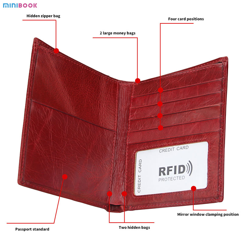 Vintage Style Rfid Blocking Genuine Leather Purses For Multi-Functional Money Purses