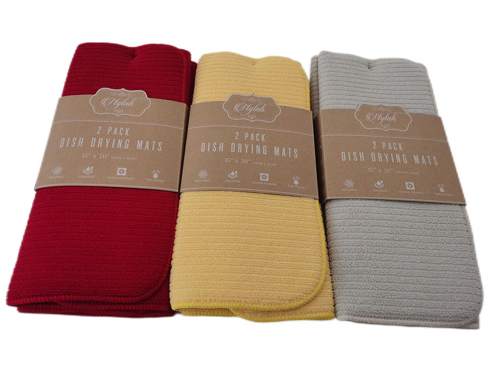 100% Microfiber Printed Kitchen Dish Drying Mat Polyester