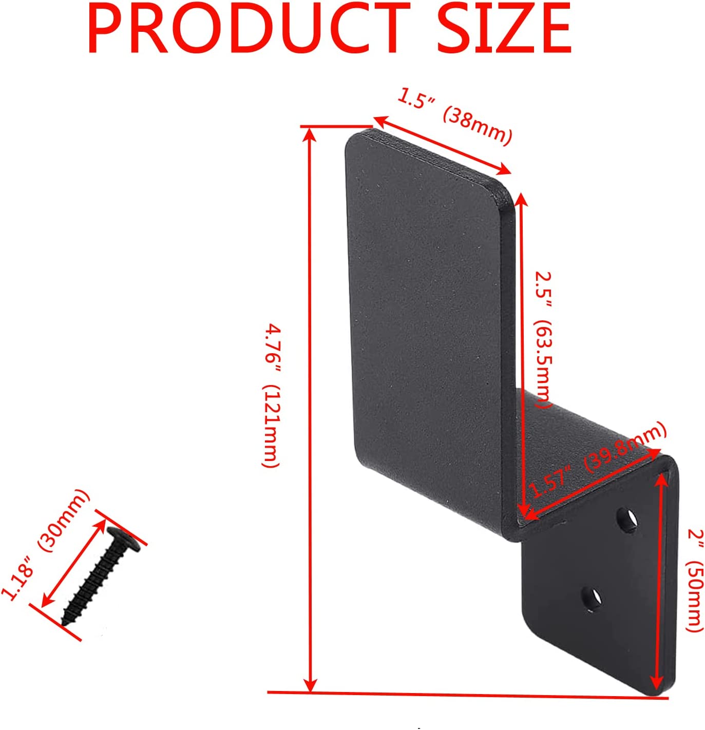 125*76mm Heavy Duty Steel Black Z Bracket Beam Support for Outdoors Wooden Frame Fixing