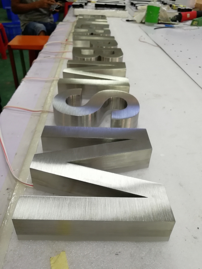 Aurora Decorative Custom Brushed Metal Signs , 3mm Stainless Steel Metal Letters
