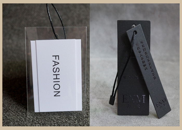 Custom printed 400gsm paper logo embossed garment clothing swing hang tag