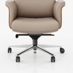 Mid Back Executive Office Chair Genuine Leather Adjustable Headrest Hot Sale