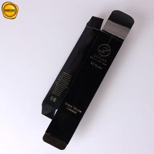 Quality Gold Foil Logo Glossy Black Cosmetic Packaging Box Straight Tuck Mascara Packaging Box wholesale