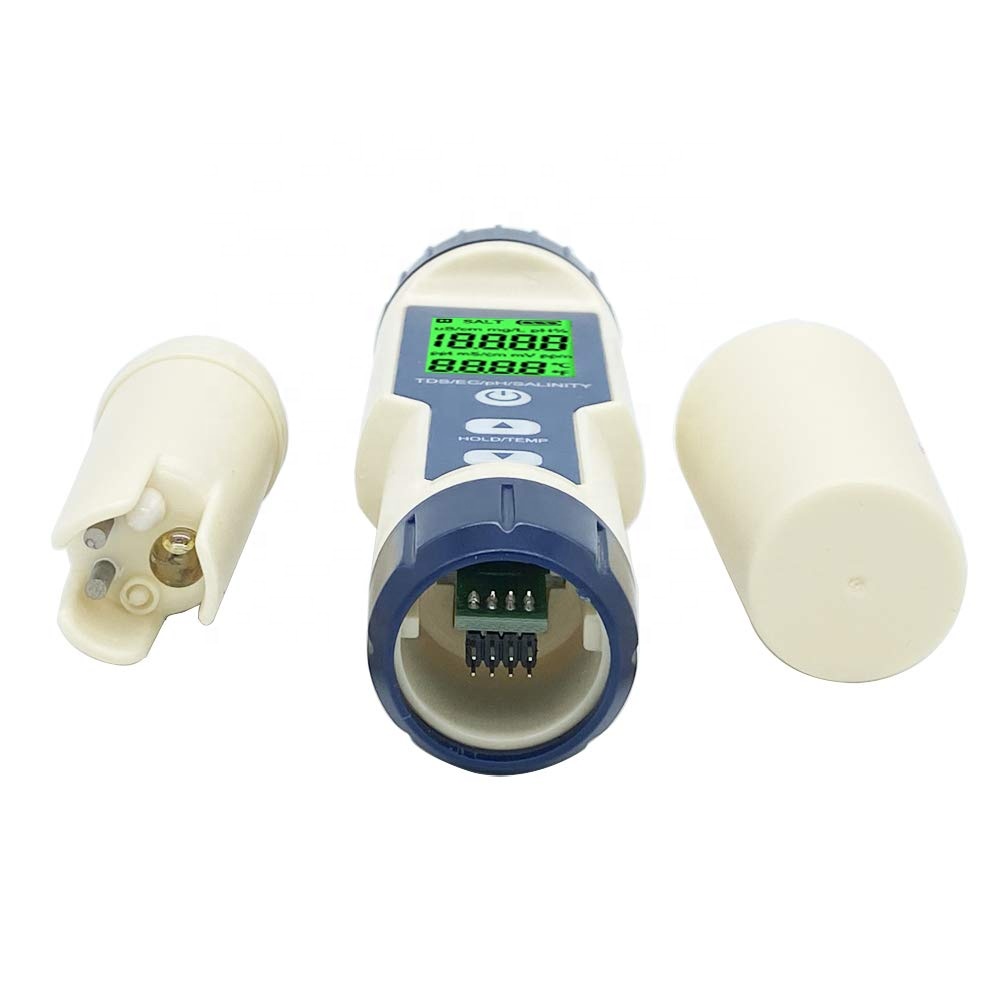 Multiparameter pH Meter 5 in 1 TDS/EC/Salinity/TEMP Tester with Replaceable Electrode