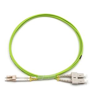 Quality LC UPC To SC UPC Fiber Optic Patch Cable Duplex OM5 Multimode OFNR 2.0mm Lime Green wholesale