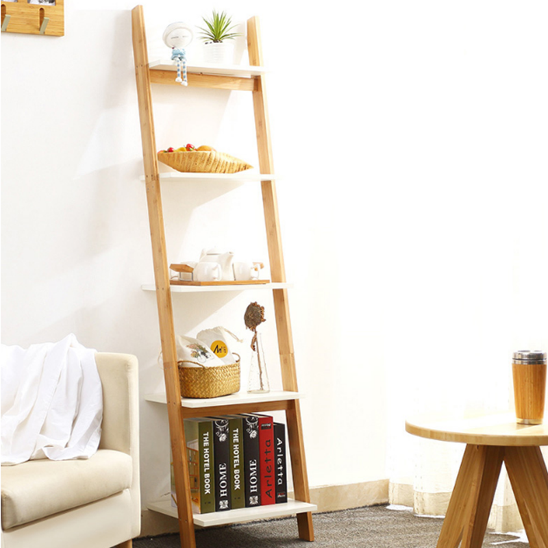5 Floor Inclined Ladder Wall Shelf for BAMBOO Living Room Bathroom Kitchen Decoration