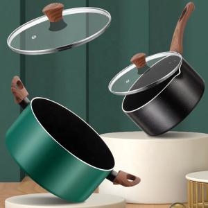 Quality Hot Selling 20cm 24cm Korean Cookware Kitchen Non Stick Cooking Pot Aluminum Soup Stock Pot With Glass Lid wholesale