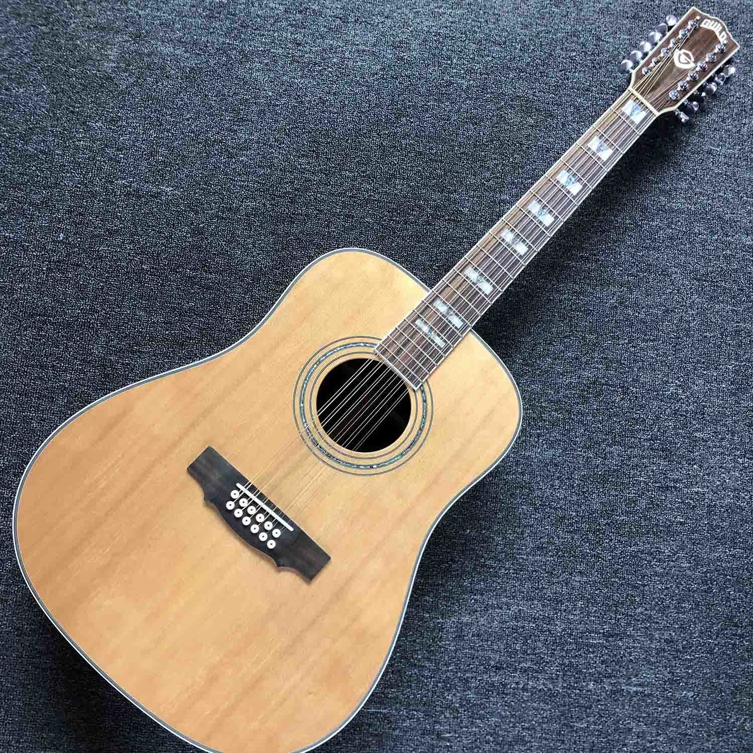 Custom 12 Strings D Body Solid Cedar Top Rosewood Back Side Guilds Acoustic Electric Guitar