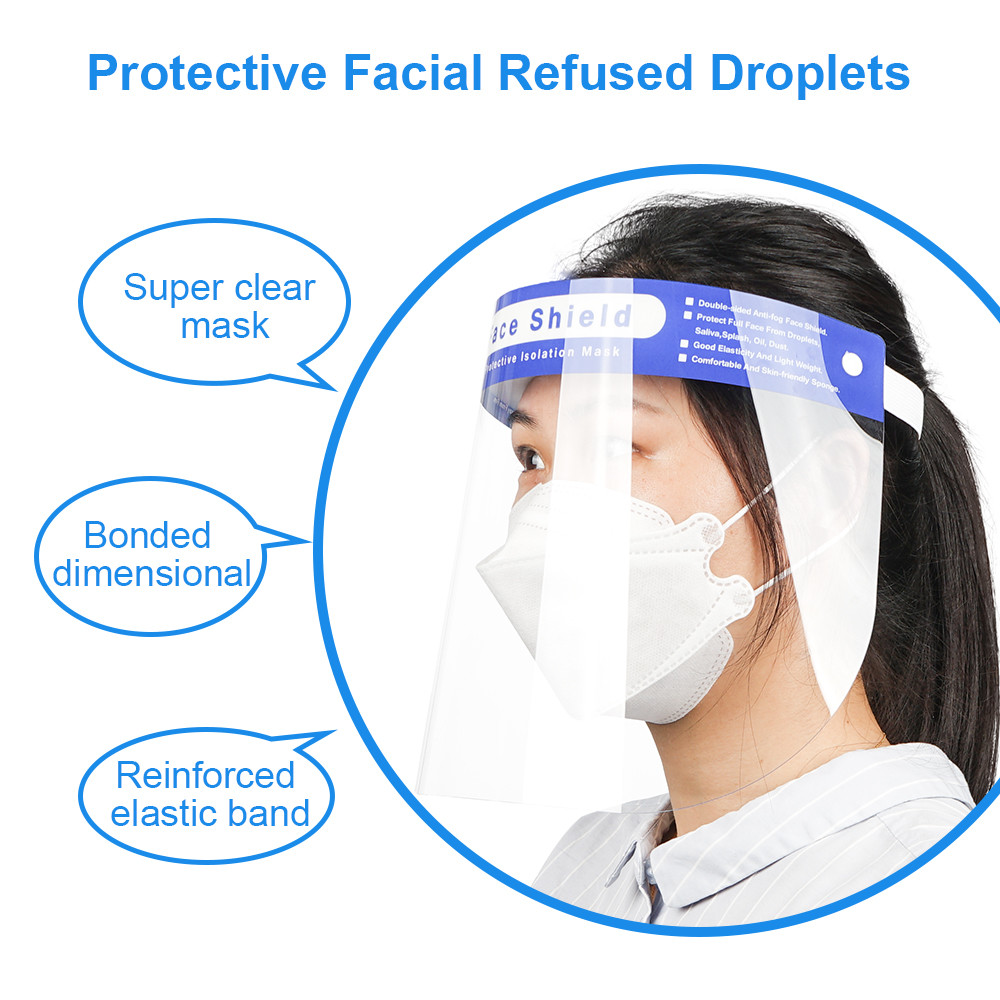 Elastic Band Clear Safety Face Shield , Portable Large Area Fluid Resistant Full Cover Face Shield