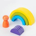 1.2in Arch Wooden Rainbow Stacker Large Natural Wood Block Set