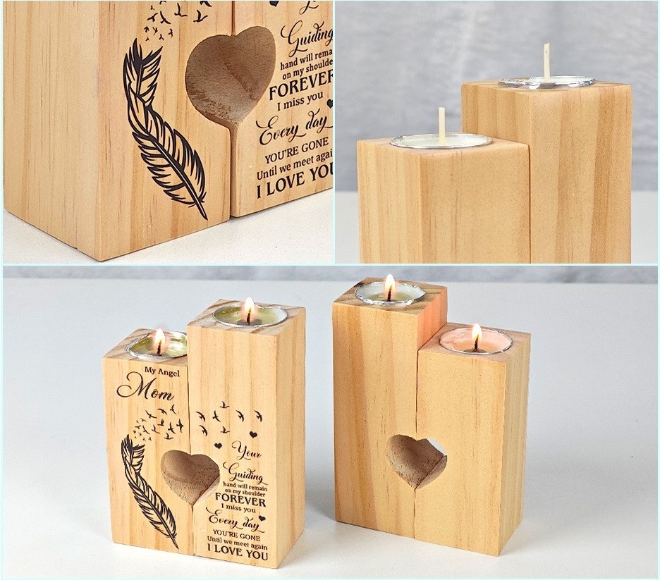 Eco Friendly Wooden Sublimation Candle Holder Ambient Decoration MDF Sublimation Ornaments