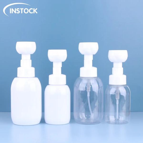 Cosmetic Bottle 300/500ml Foam Bottle Soap Dispenser With Flower Shape Pump