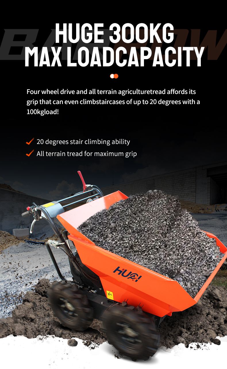 Wheel Barrow Mini Dumper Site Mini Crawler Dumper Loader with 4.1/3600kw/rpm Rated Power