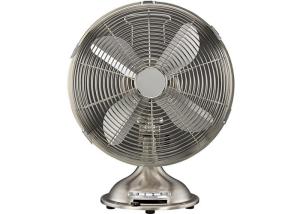 Quality 12 Inch Metal Retro Desk Fan 120 Volt 3 Speed Motor 85 Degree Nickel Brass wholesale