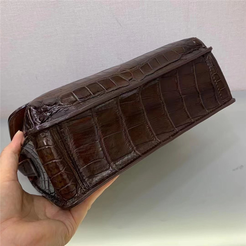 Authentic Alligator Leather Male Flap Purse Cross Shoulder Bag Genuine Crocodile Belly Skin Businessmen Messenger Bag