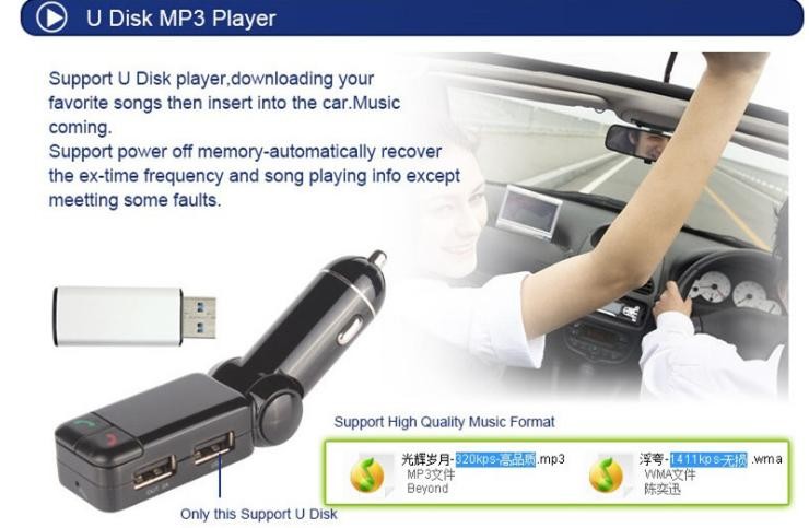 Professional Grade Bluetooth Car Charger Full Frequency FM Transmitter