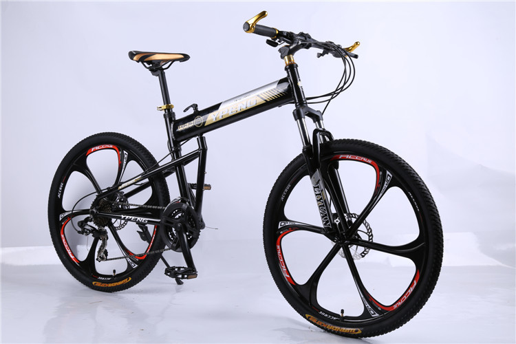 High quality OEM 6 spoke mag one wheel Shimano 21 speed black aluminium folding hummer mountain bicycle