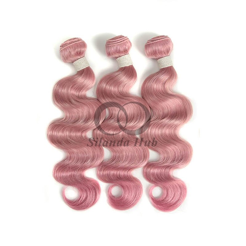 Pink Body Wave Remy Human Hair Bundles Sew In Weave Bundles Brazilian Bundle Deals